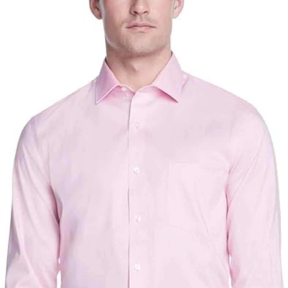 Van Heusen Dress Shirt Mens XL 34/35, 14-14 1/2, Slim Fit Rose Wrinkle Free
